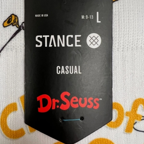 NWT Men's Dr. Suess Stance Class of 2024 White and Yellow Casual Socks - Picture 5 of 7